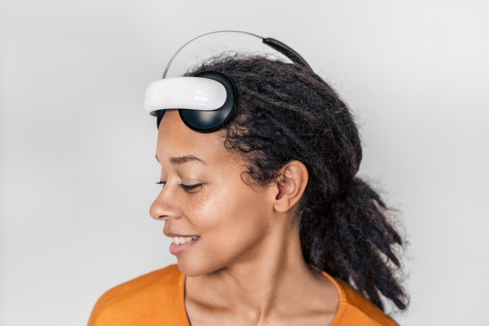 The headset delivers weak electrical currents to the brain through electrodes placed on the forehead