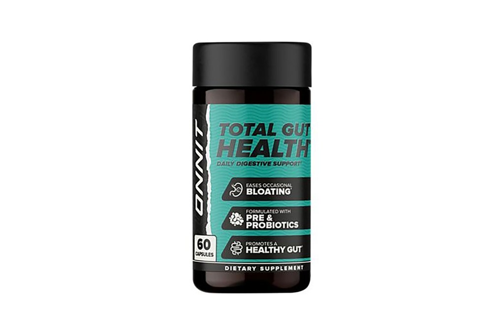 A bottle of vitamins related to gut health