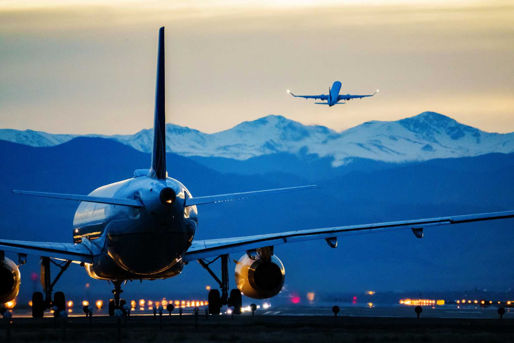 United aircraft taking off at Denver