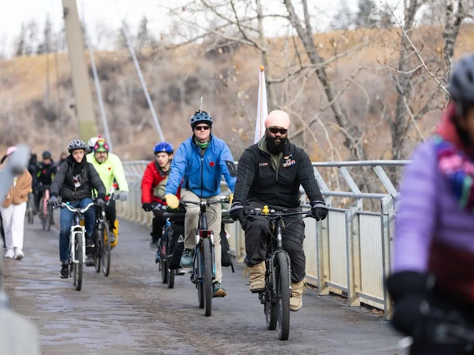  U.S. Army veteran Tegh Singh organized the sixth annual Veterans Transition Network’s Ride for Veteran Mental Health in Calgary on Sunday, Nov. 9, 2025.