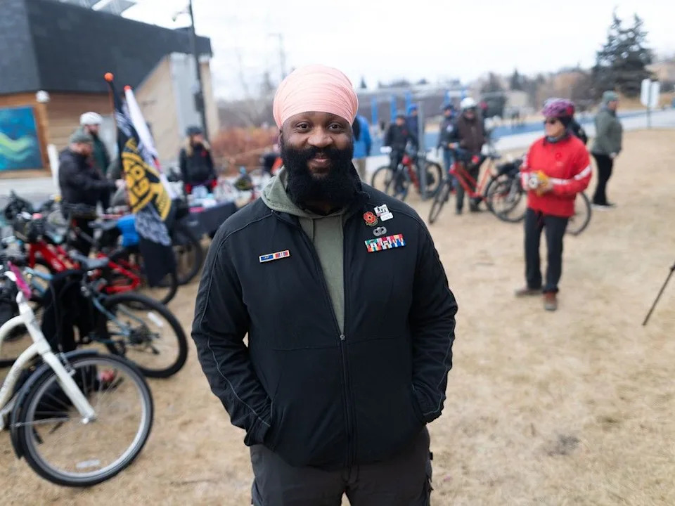  U.S. Army veteran Tegh Singh organized the sixth annual Veterans Transition Network’s Ride for Veteran Mental Health in Calgary on Sunday, Nov. 9, 2025.