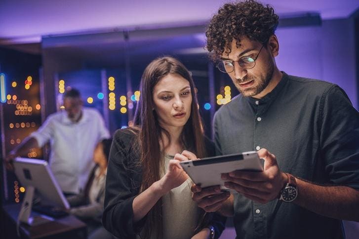 Maintenance engineers in server room