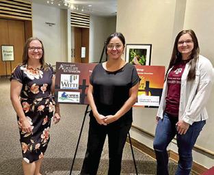 TIFFANY LASHMET, J.D., Texas A&M AgriLife Extension Service agricultural law specialist; Miquela Smith, AgriLife Extension health program specialist in the Disaster Assessment and Recovery unit; and Mikaela Spooner, Ph.D., Texas A&M Telehealth Institute psychologist and clinician, have conducted multiple FarmHope seminars in the past year. Photo courtesy of Texas A&M AgriLife