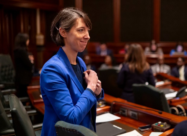 State Rep. Lindsey LaPoint, D-Chicago, at the Illinois State Capitol in Springfield on Feb. 19, 2025. LaPointe sponsored a bill to make it easier for people across Illinois to find therapists who take private insurance. (Brian Cassella/Chicago Tribune)