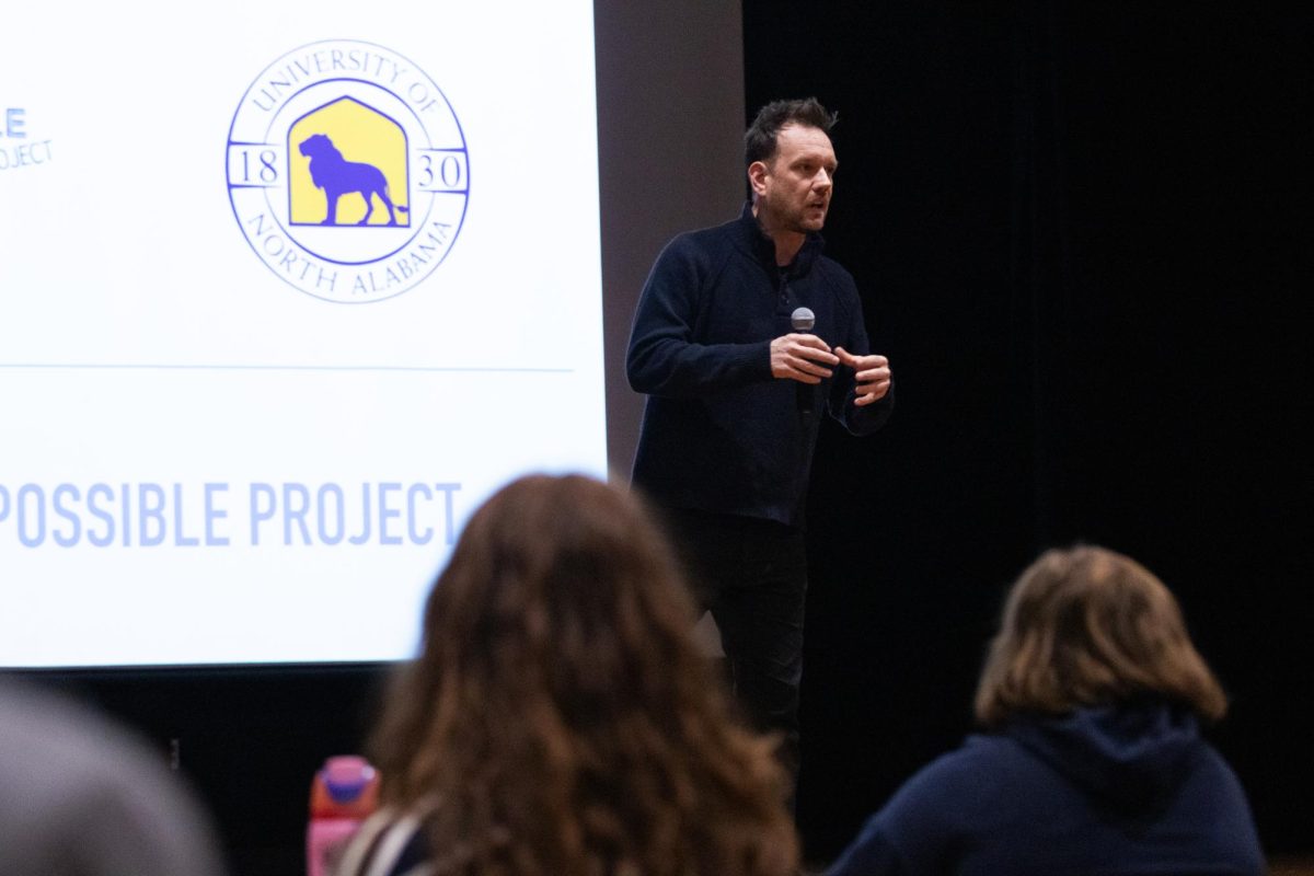 Joshua Rivedal speaks at a suicide prevention event.