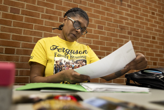 Tyeesha Ferguson, mother of Quincy Jackson III, in Springfield, Ohio, in May 2025. Ferguson has been advocating for her son to receive mental health treatment for most of his adult life. He has been in and out of hospitals and jails for about a decade. (Meg Vogel for The Marshall Project/KFF Health News)