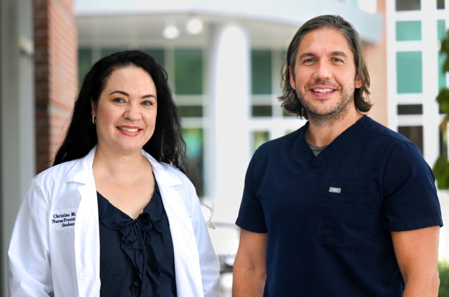 Psychiatric Mental Health Nurse Practitioner program students Christine Macias and Douglas Wilson 