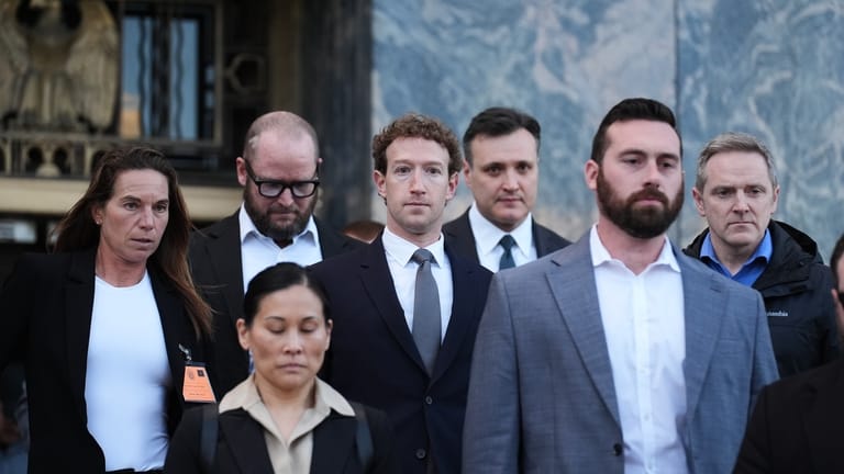 Meta CEO Mark Zuckerberg leaves after testifying in a landmark...