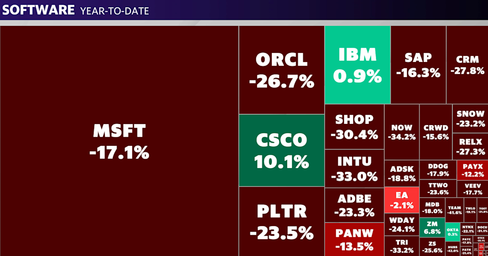 Software stocks year-to-date.
