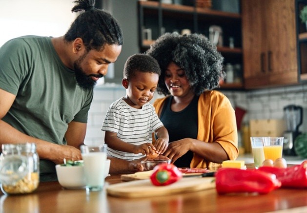 family cooking together