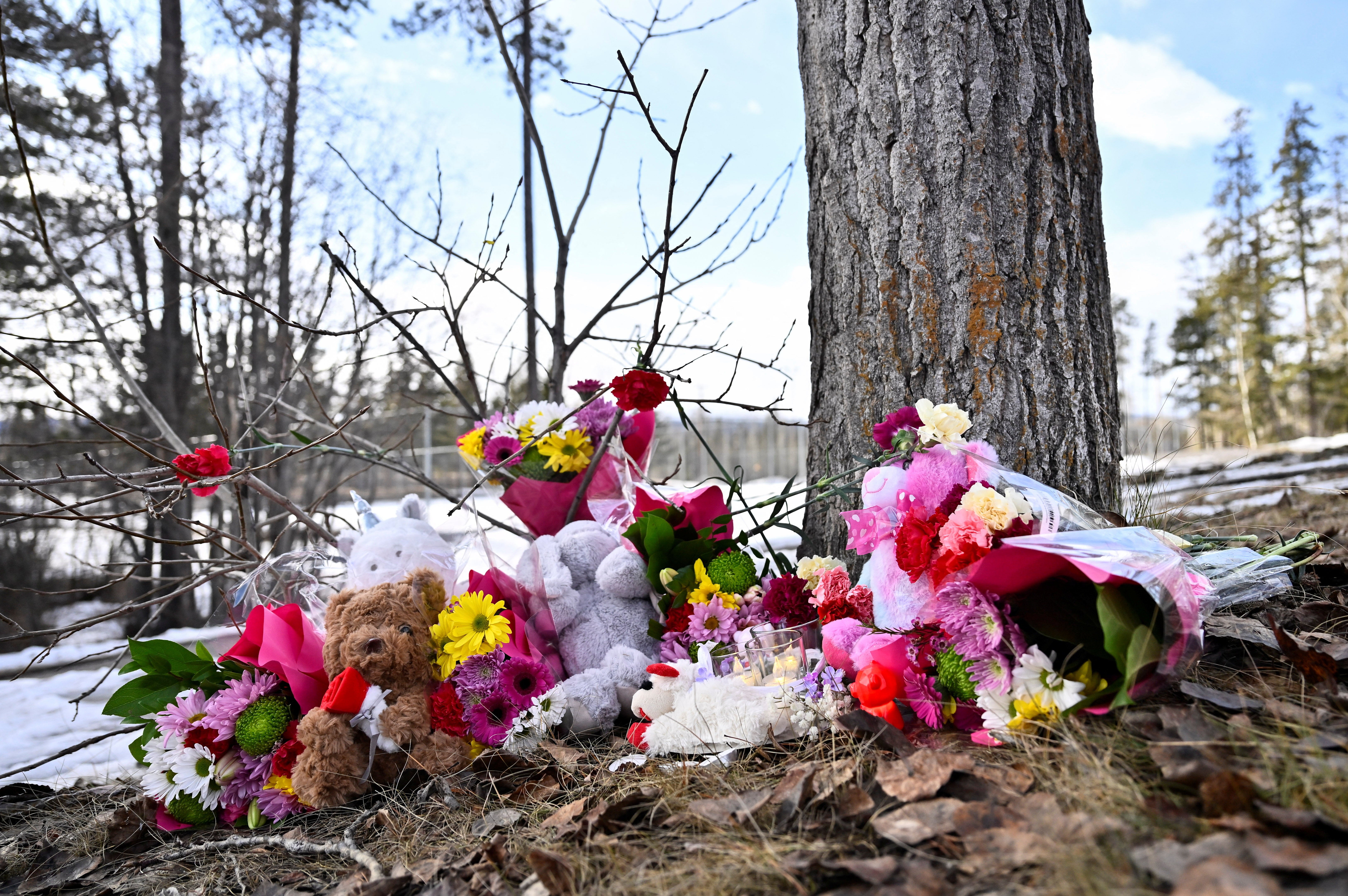 Residents of Tumbler Ridge have left flowers and toys in memory of the eight victims who were fatally shot