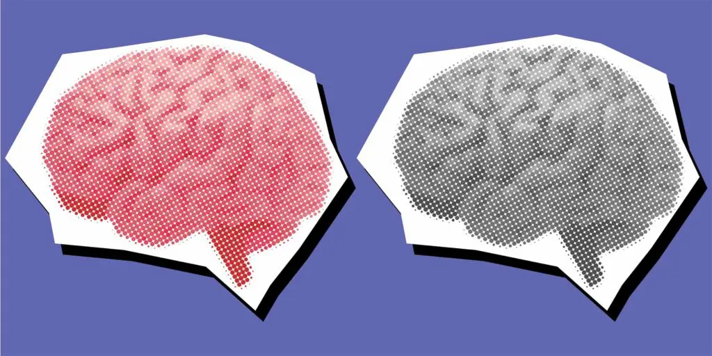 Brain dotted collage in torn paper style, pointilized for mental activity and intelligence themes.