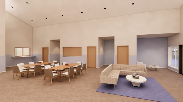 A concept rendering shows the interior of one of two planned community residential treatment facilities in Santa Maria. County officials said the project is designed to provide a home-like treatment setting for justice-involved people who are living with serious mental illness.