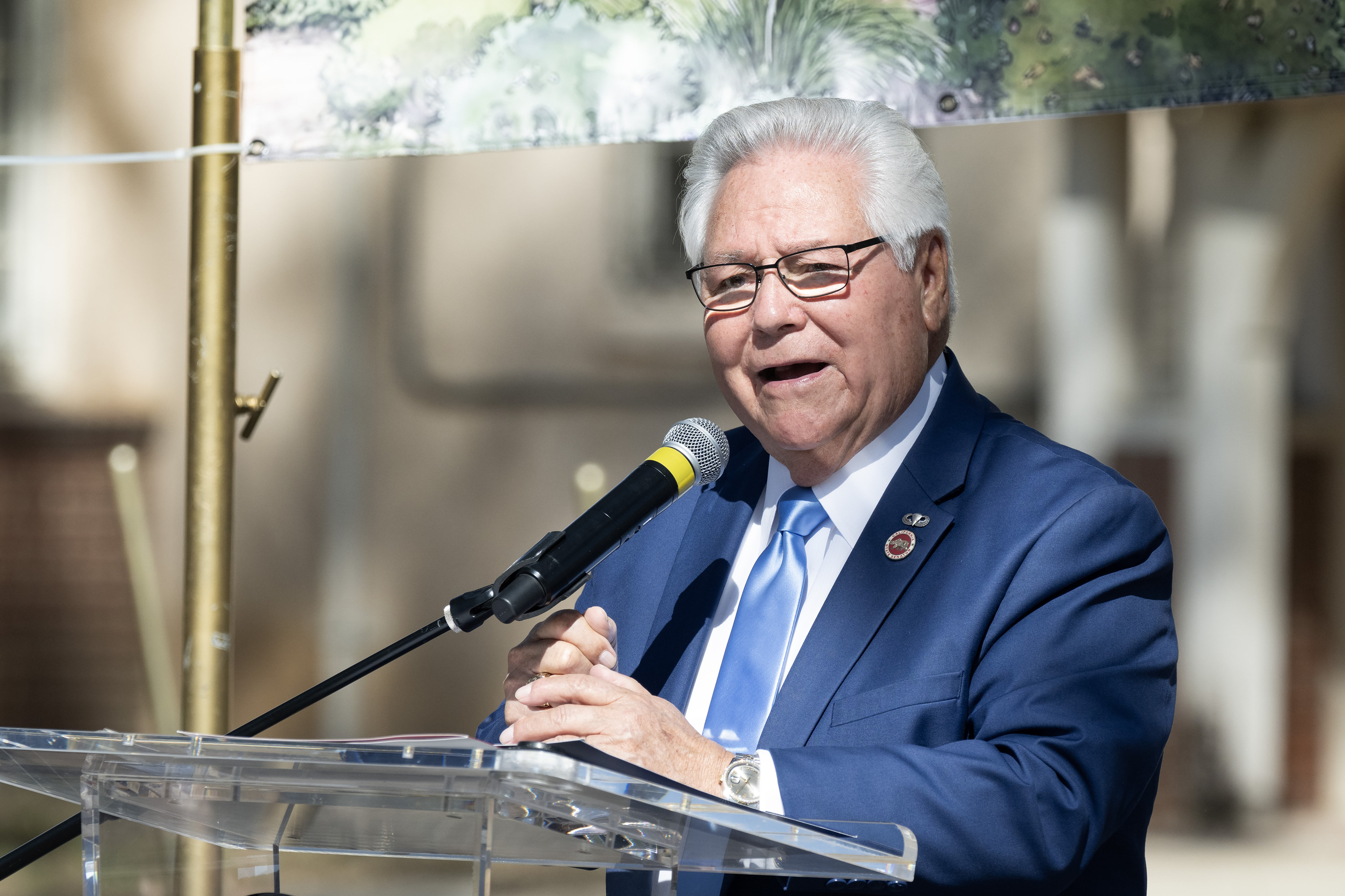 Sen. Bob Archuleta speaks during a groundbreaking ceremony for a...