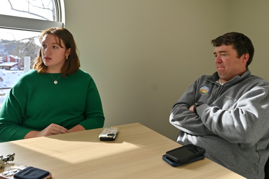 Victoria Toomey, outreach coordinator for the center for community resources and John Nebzydoski, Wayne County Behavioral Health Director, discuss plans for the center.