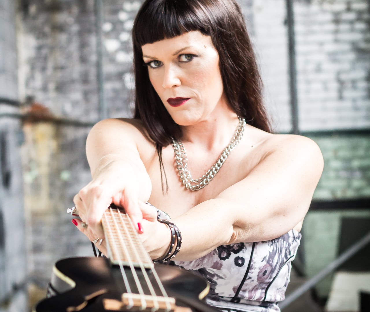 London, Ont., musician Leanne Mayer poses with her ukulele.