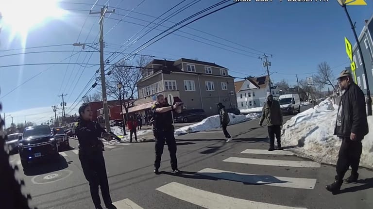 This photo taken from Hartford Police body camera video shows...