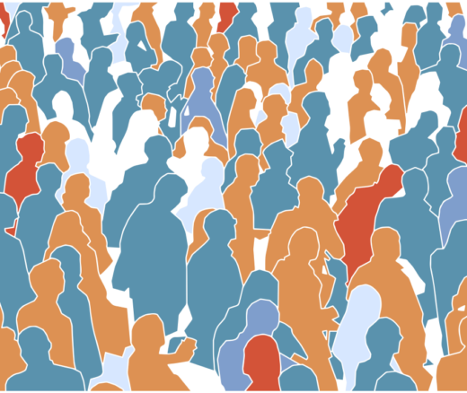Vector illustration of large crowd of people.