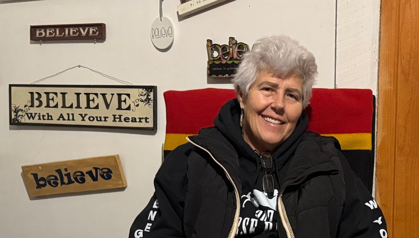 Michel Melvin of Wounded Knee, S.D., is shown in the office at Red Horse Healing in Rapid Valley, S.D., on Feb. 21, 2026. 