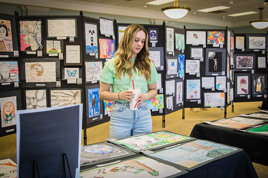 I Will Listen features an art exhibit with artwork created by individuals of all ages as an illustration of their experiences with mental health. (Photo by Chandu Ravi Krishna/Northwest Missouri State University)