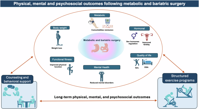 Fig. 1: Conceptual framework illustrating the multidimensional effects of MBS on physical, mental, and psychosocial well-being.