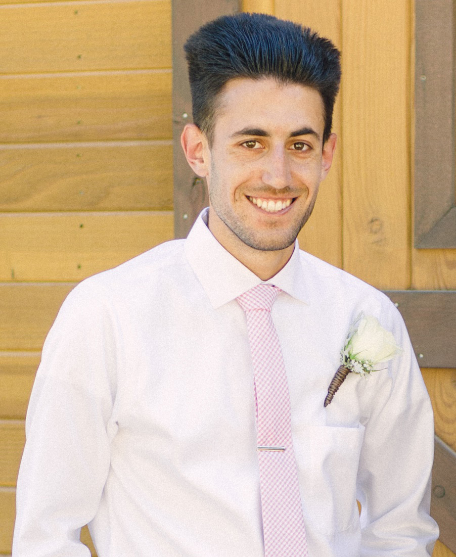 Brandon Nelson Brandon Nelson, in light pink button-down, tie and white boutonniere