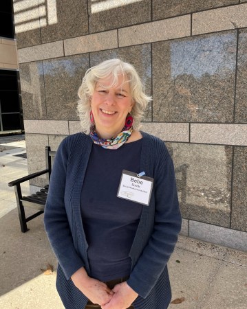 headshot of Bebe Smith, a social worker and mental health advocate. she's an older white woman looking at the camera smiling