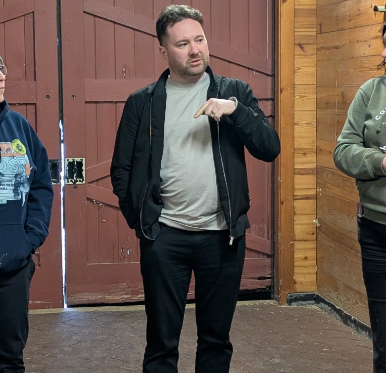 Bold Steps COO Joe Curran speaks to Peterborough residents about the site proposal. 