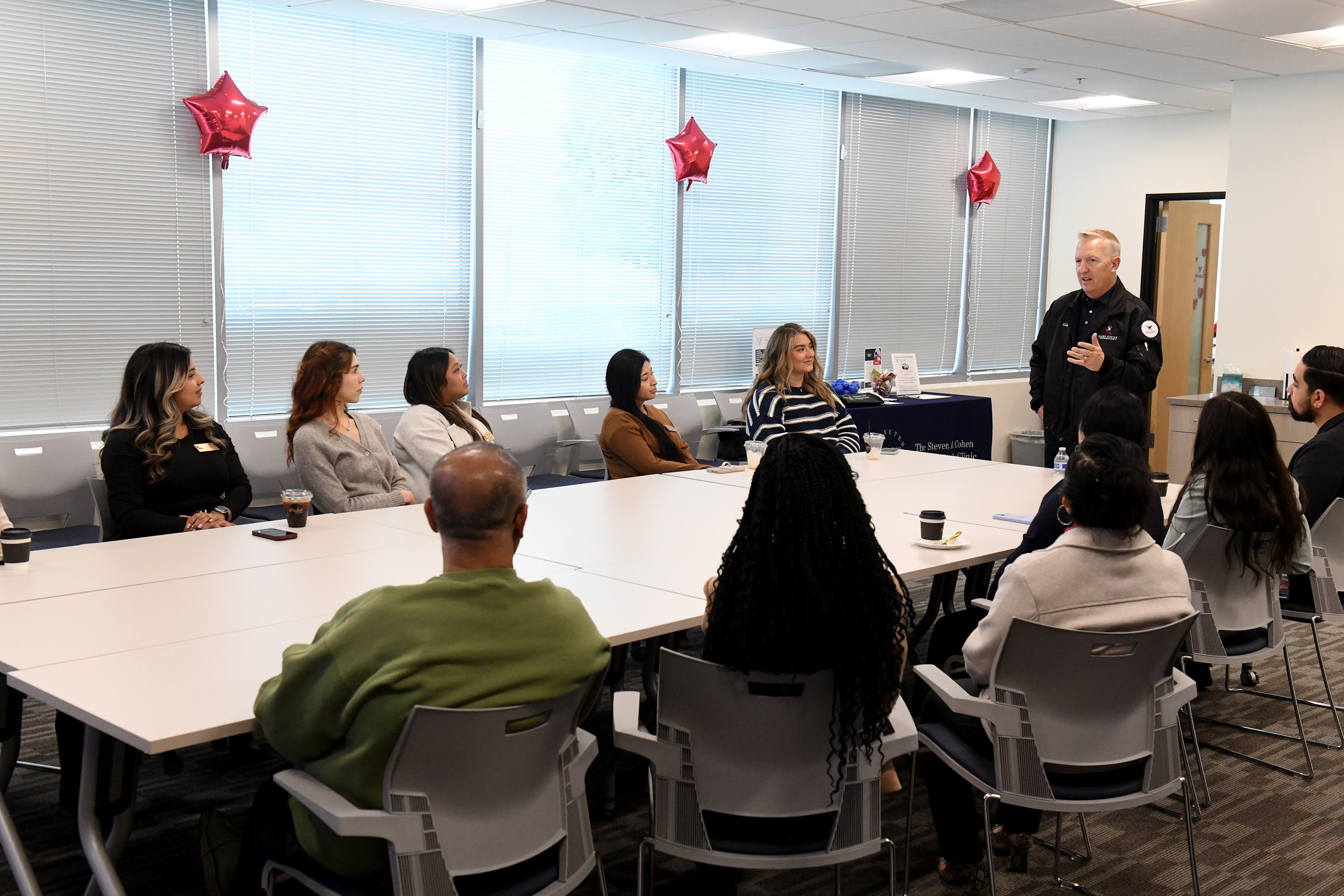 Gib Bosworth, with the Gary Sinise Foundation, speaks at the...