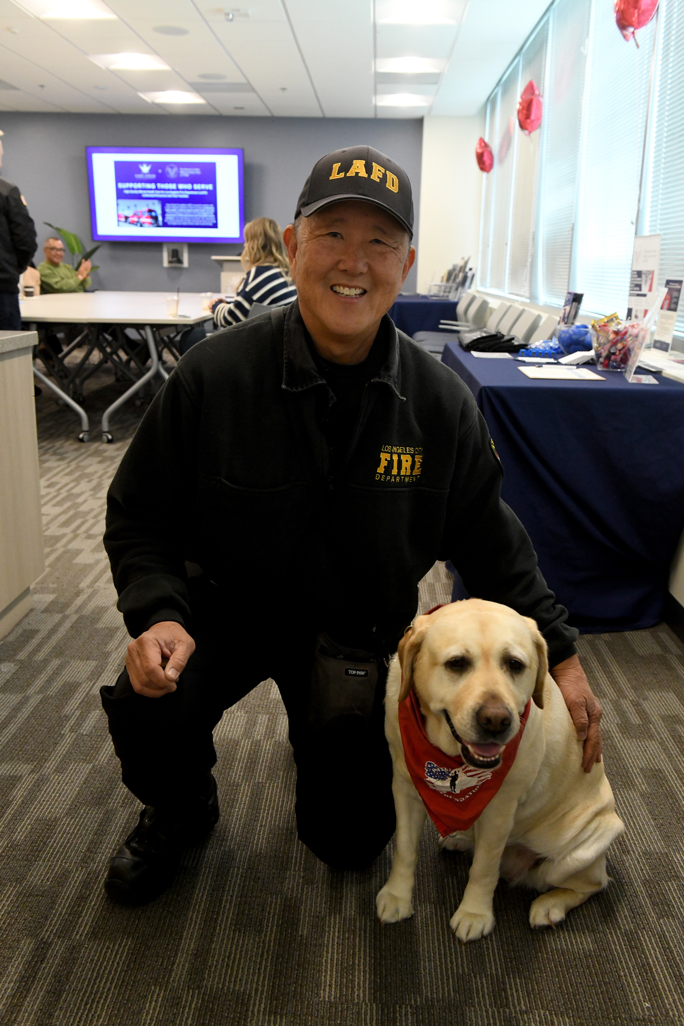 Robert Takeshita and Willow, members of the LAFD Peer Support...