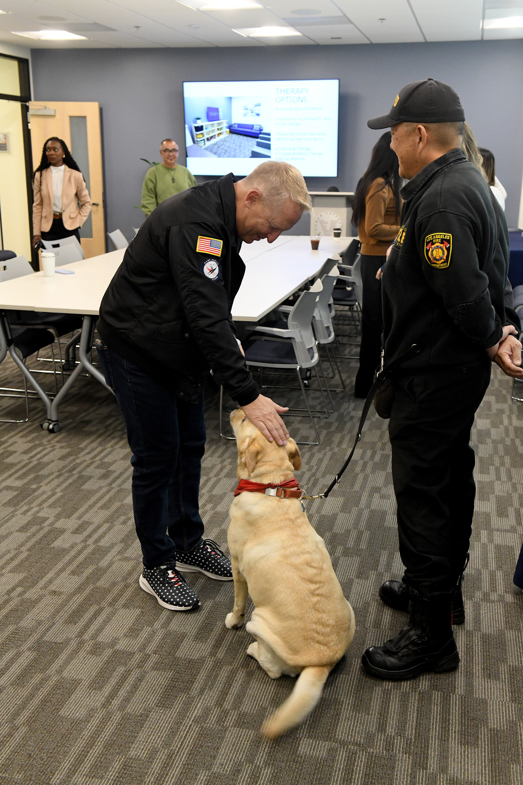 Robert Takeshita and Willow, members of the LAFD Peer Support...