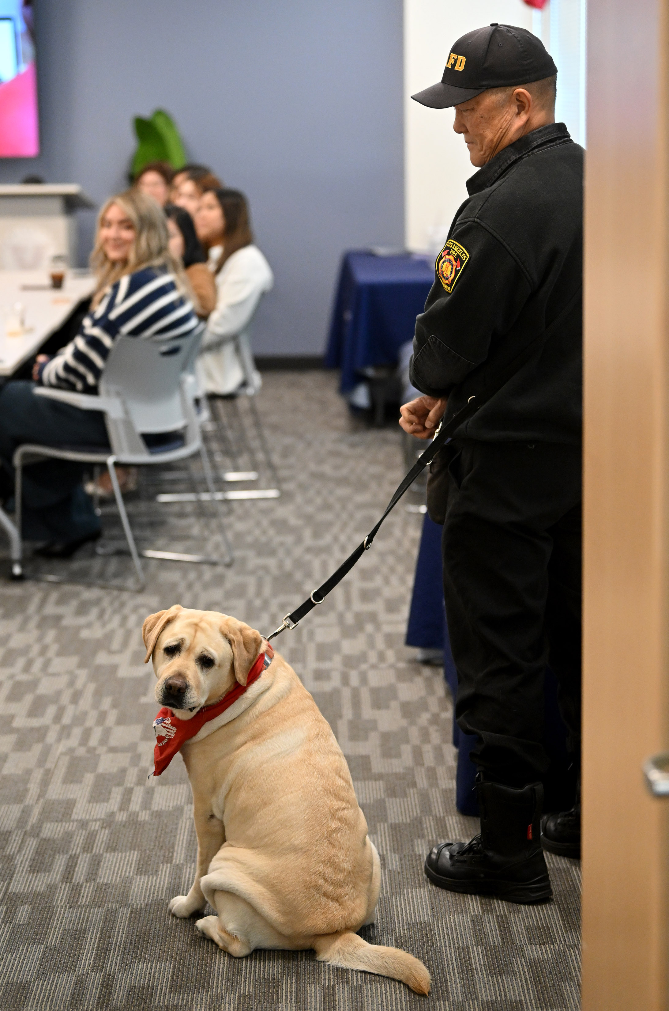 Robert Takeshita and Willow, members of the LAFD Peer Support...