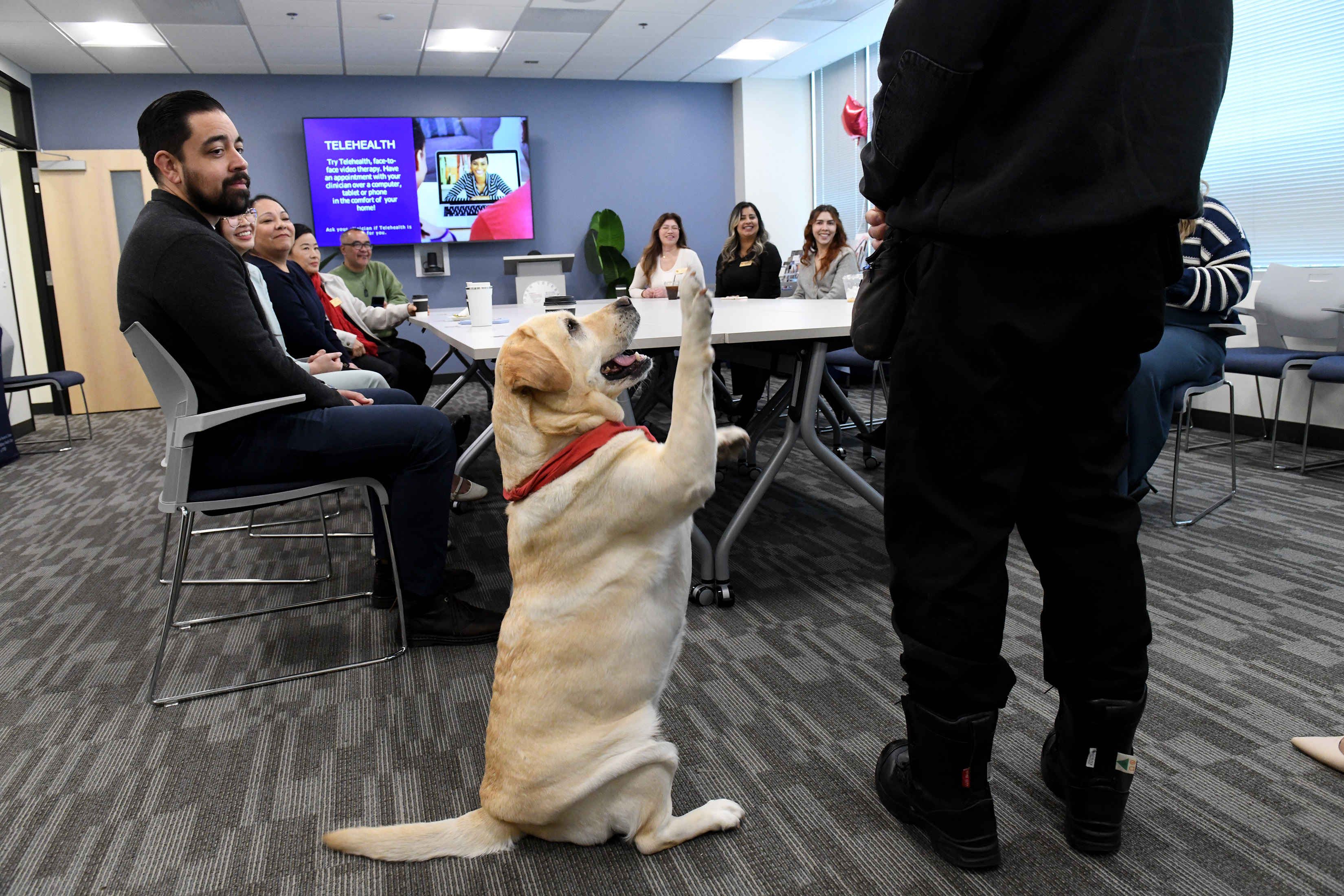 Robert Takeshita and Willow, members of the LAFD Peer Support...