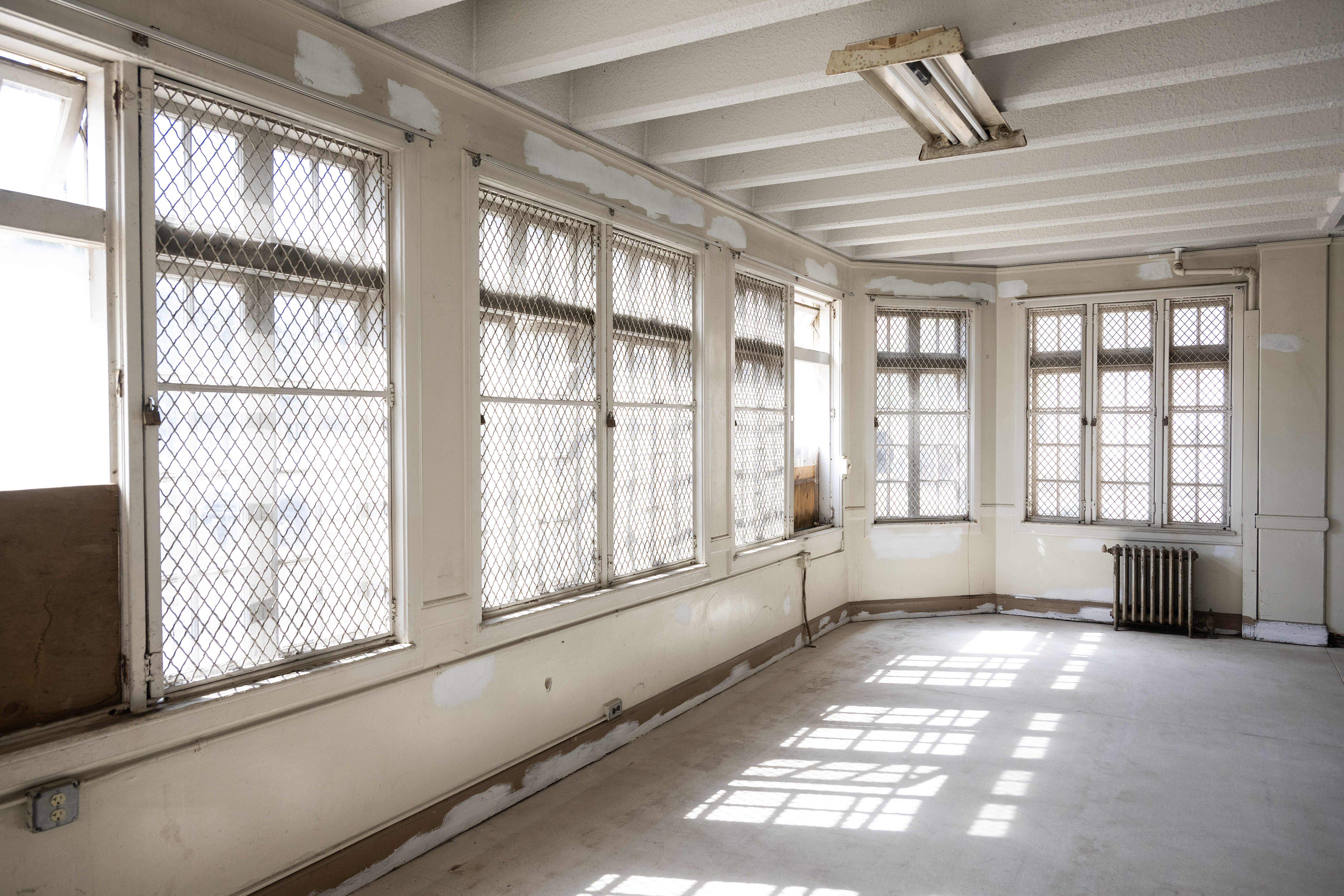 The interior of a long-vacant building on the campus of...