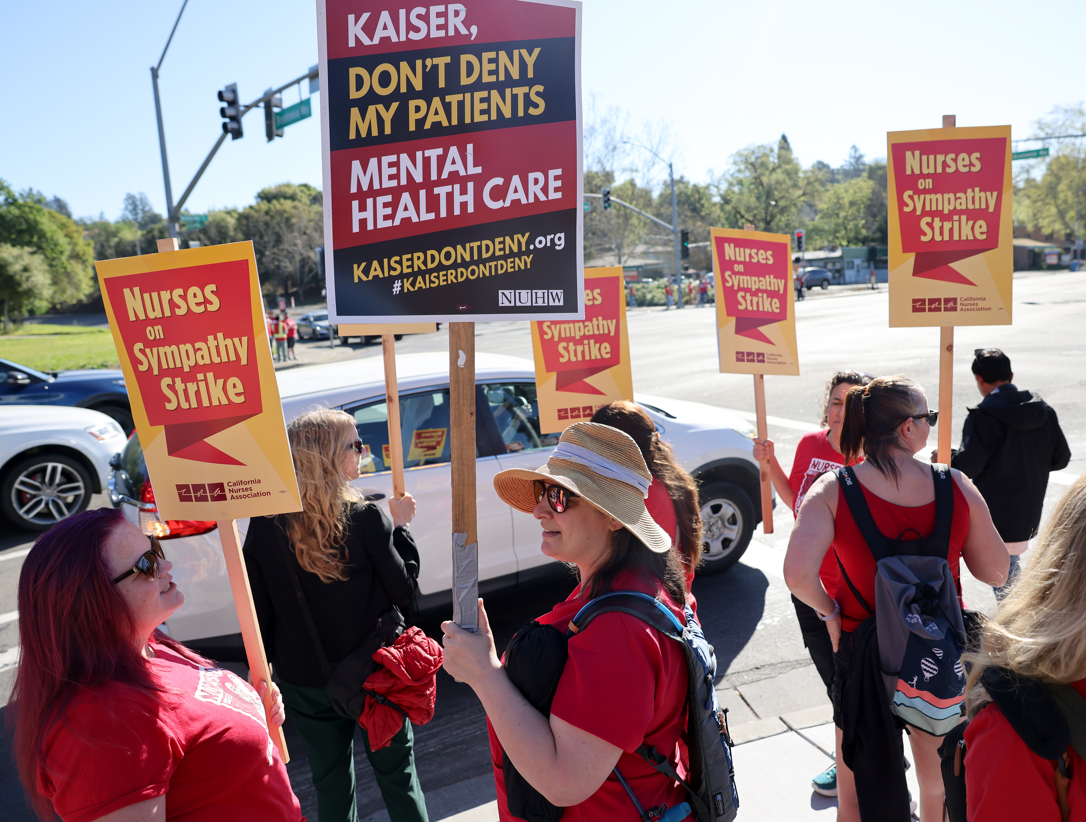 Nurses and Stationary Engineers hold a sympathy strike outside Kaiser...