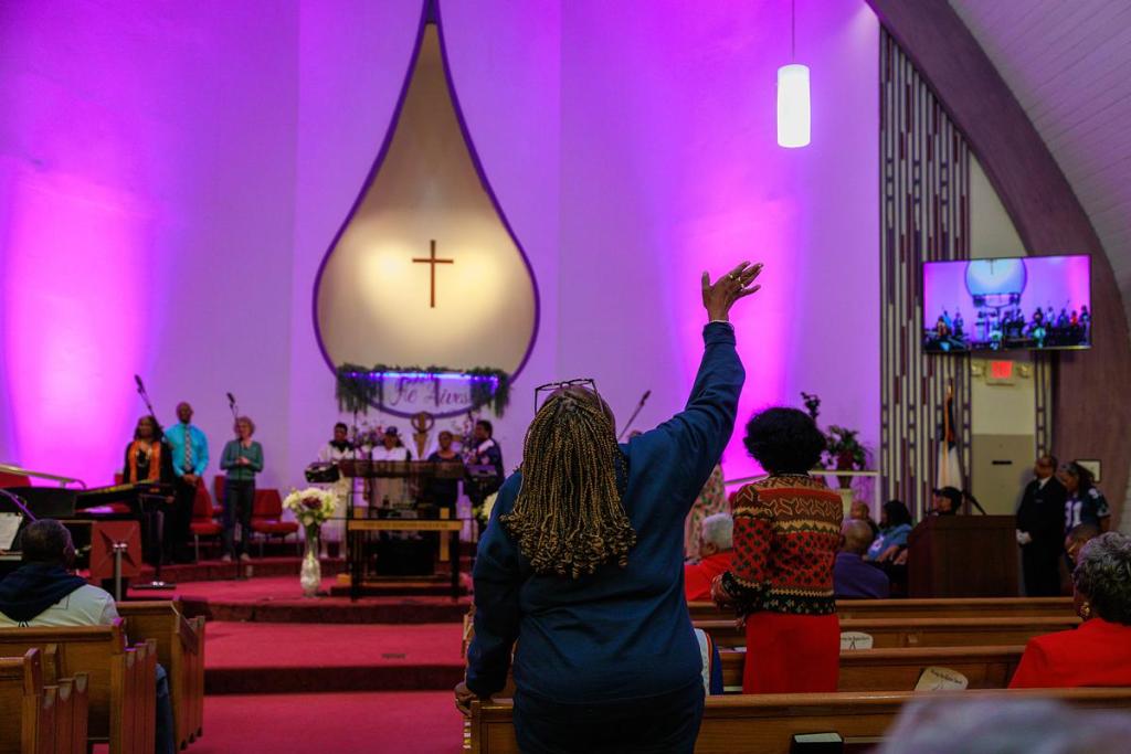 Congregants of Tulsa's Morning Star Baptist Church gather for a Sunday morning service Feb. 8, 2026. 