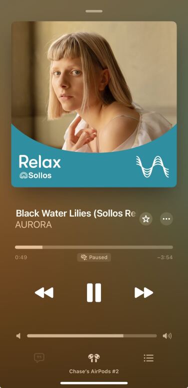 A screenshot of the Apple Music player, showing the song 