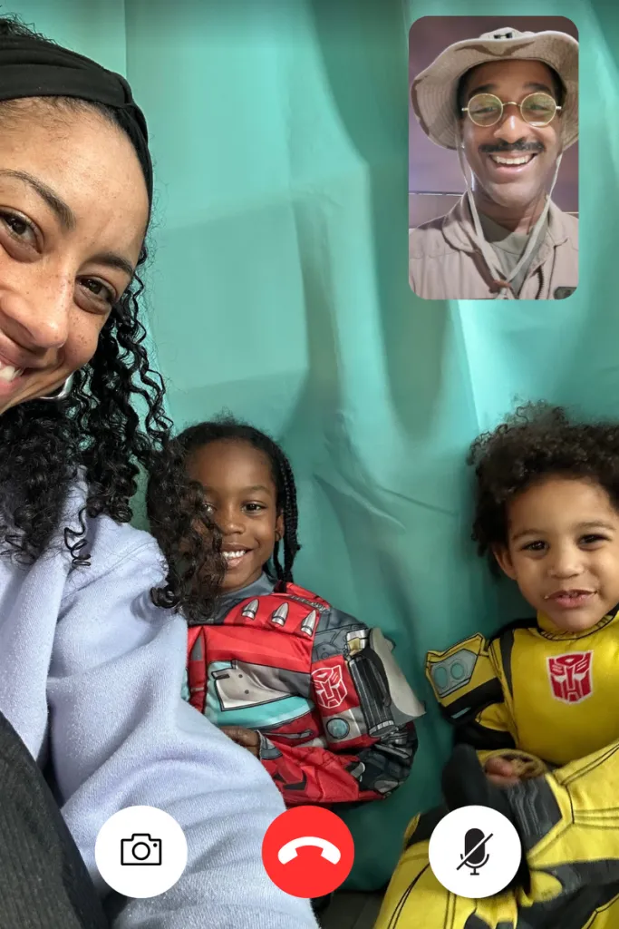 A FaceTime screenshot of a family talking to each other.