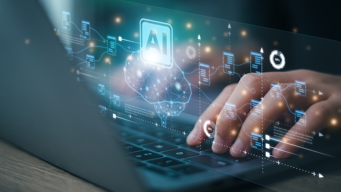 AI concept. Businessman using computer use ai to help business and used in daily life, Digital Transformation, Internet of Things, Artificial intelligence brain