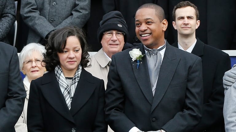 Lt. Gov. Justin Fairfax, right, and his wife, Cerina, at...