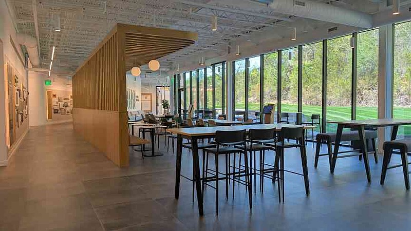 Ryan Pivoney/News Tribune  History displays, meeting rooms and an open dining area take up much of the first floor of the Roy Blunt Center for Healthcare Integration & Innovation.