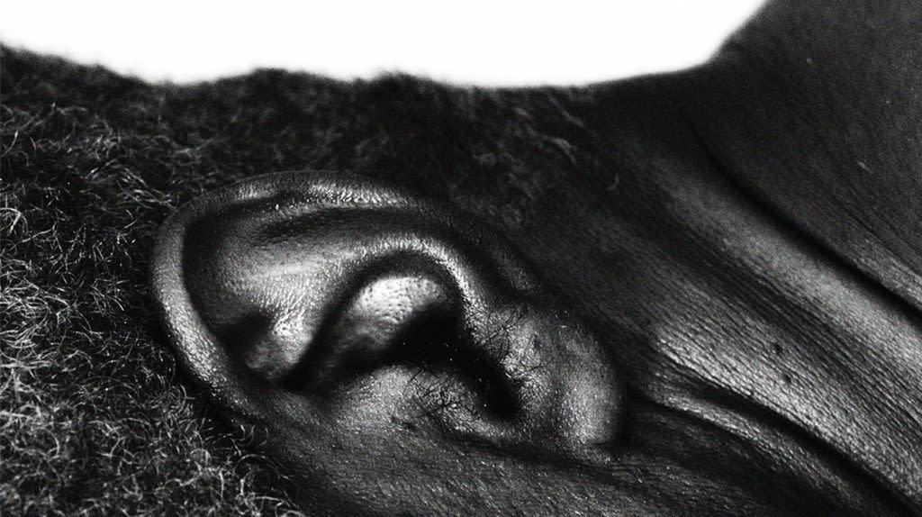 closeup of Black person's ear