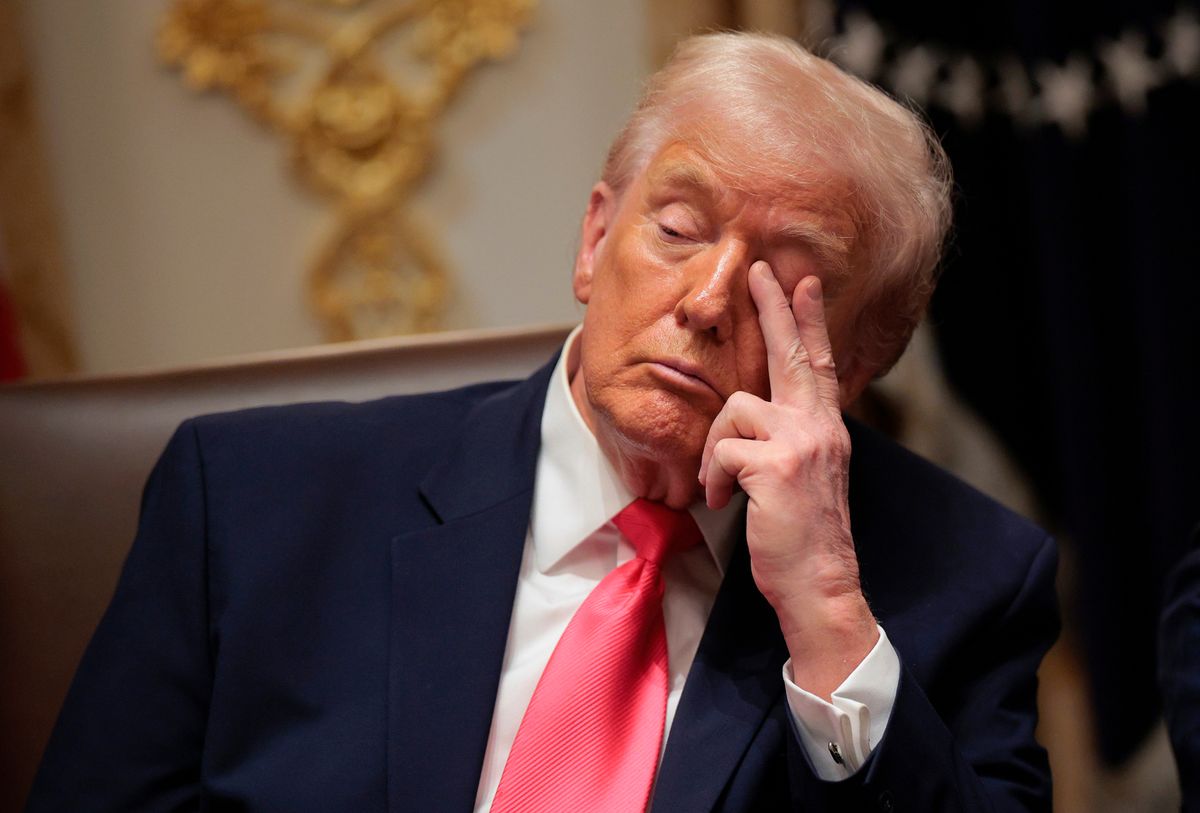 U.S. President Donald Trump attends a meeting of his Cabinet in the Cabinet Room of the White House on December 02, 2025 in Washington, DC