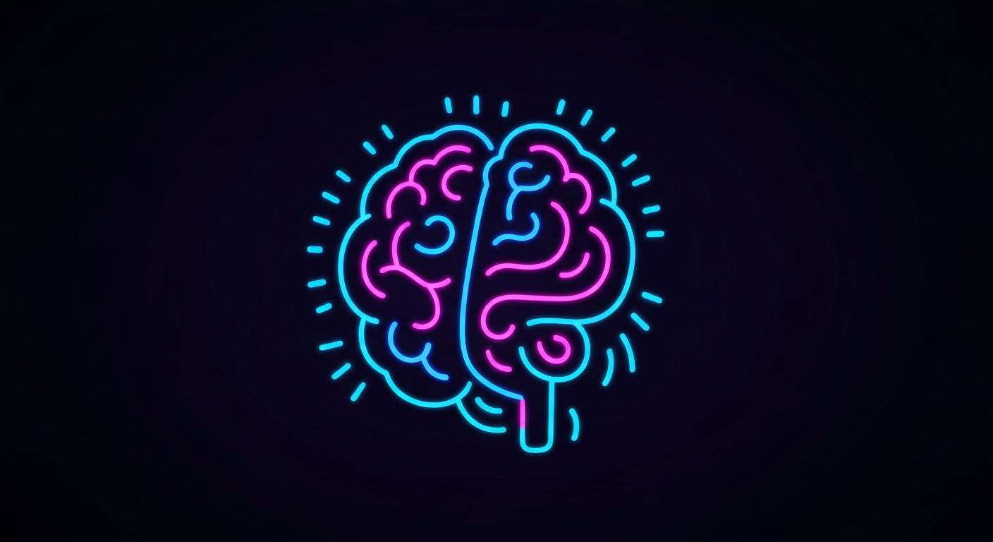 An abstract illustration featuring a glowing neon outline of a human heart or brain against a dark background, conceptually representing the integrated mental health services provided by Global Impact Wellness.
