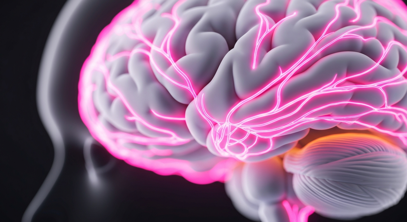 A highly detailed, ghostly X-ray image of a human brain, with glowing neural pathways and structures rendered in shades of blue, purple, and white, conveying the complex inner workings of the mind and the importance of mental healthcare.