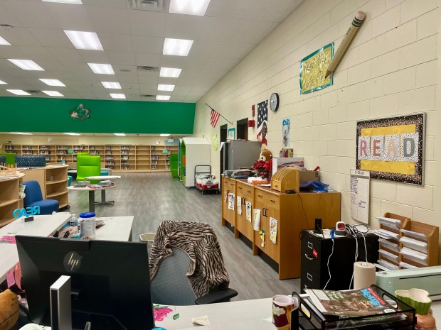 The Marya Yates Elementary School library on April 24, 2026. (Olivia Stevens/Daily Southtown)