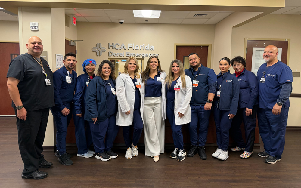 HCA Florida Doral Emergency colleagues smiling for a picture 
