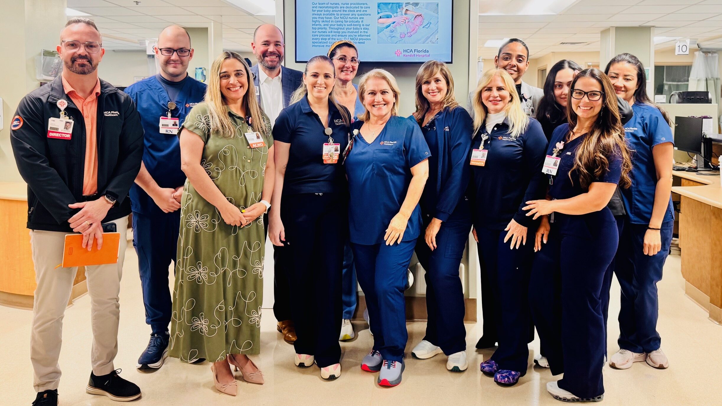 HCA Florida Kendall Hospital NICU colleagues smiling for a picture 