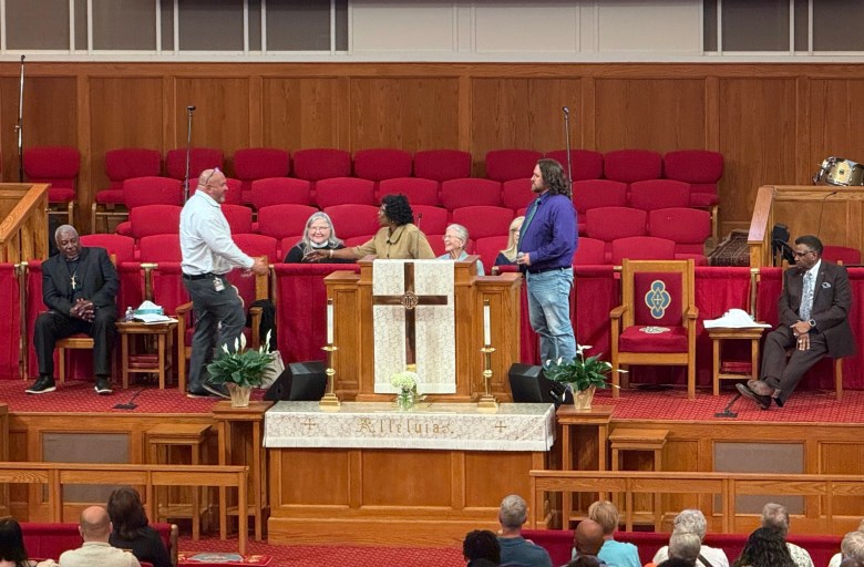 Polk County Public Schools Superintendent Fred Heid takes the stage at the 26th Annual Nehemiah Action on April 20, 2026.