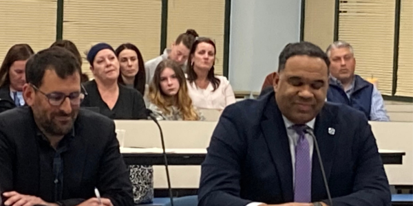 William Plunkett, director of school counseling, and Staples Principal Stafford Thomas - Photo Linda Conner Lambeck